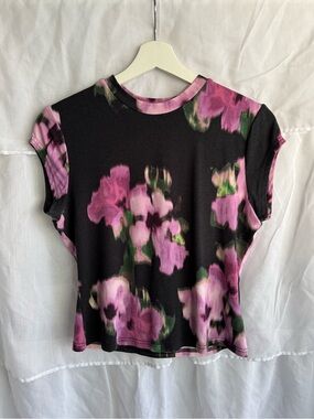 Nicole Miller Floral Cap Sleeve Top